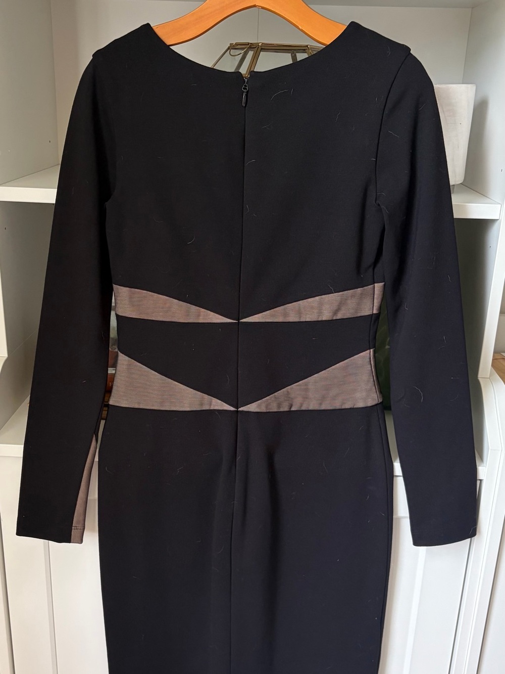 BCBGMaxAzria Black Dress with Taupe Contrast Panels - Picture 5 of 5